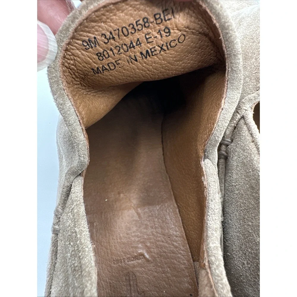 Frye Carson Taupe Suede Leather Zip Block Heel Shootie Ankle Boots Size 9